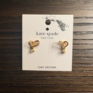 NEW Kate Spade Gold Heart Bow Stud Earrings